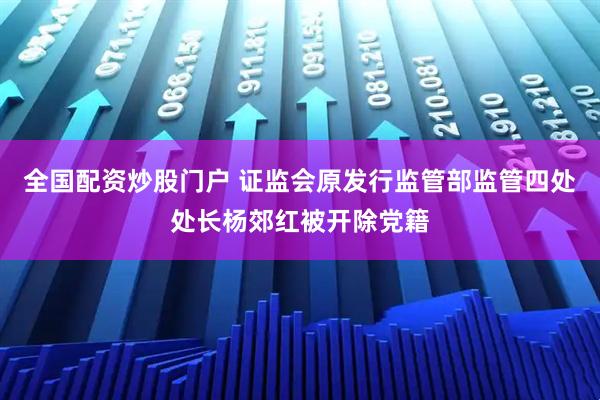 全国配资炒股门户 证监会原发行监管部监管四处处长杨郊红被开除党籍